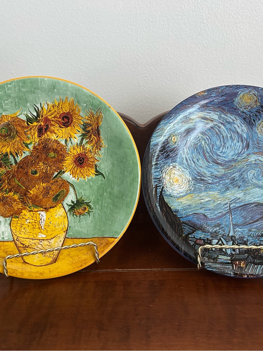 Decorative Sunflowers & Starry Night Art Plate Set - Yellow and Blue